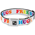 Load image into Gallery viewer, Dog Bone Seatbelt Buckle Collar - FREE HUGS White/Multi Color
