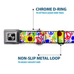 Dog Bone Seatbelt Buckle Collar - Flower Peace Power