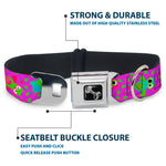 Dog Bone Seatbelt Buckle Collar - Flying Owls w/Leaves Purple/Multi Color
