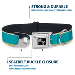 Dog Bone Seatbelt Buckle Collar - Fleur-de-Lis2 Baby Blue/Tan/Lime Green