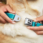 Dog Bone Seatbelt Buckle Collar - Fleur-de-Lis2 Baby Blue/Tan/Lime Green