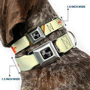 Dog Bone Seatbelt Buckle Collar - Fleur-de-Lis2 Stripes Tan/Orange/Brown/Green