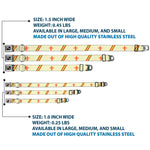 Dog Bone Seatbelt Buckle Collar - Fleur-de-Lis2 Stripes Tan/Orange/Brown/Green