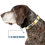Dog Bone Seatbelt Buckle Collar - Fleur-de-Lis2 Stripes Tan/Orange/Brown/Green