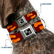 Dog Bone Seatbelt Buckle Collar - Flip Flops Burgundy/Orange