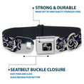 Load image into Gallery viewer, Dog Bone Seatbelt Buckle Collar - Filigree Navy/Khaki
