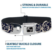 Dog Bone Seatbelt Buckle Collar - Filigree Navy/Khaki