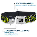 Dog Bone Seatbelt Buckle Collar - Filigree Navy/Yellow