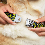 Dog Bone Seatbelt Buckle Collar - Filigree Navy/Yellow