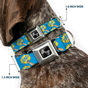 Dog Bone Seatbelt Buckle Collar - Fist Pump Baby Blue/Yellow