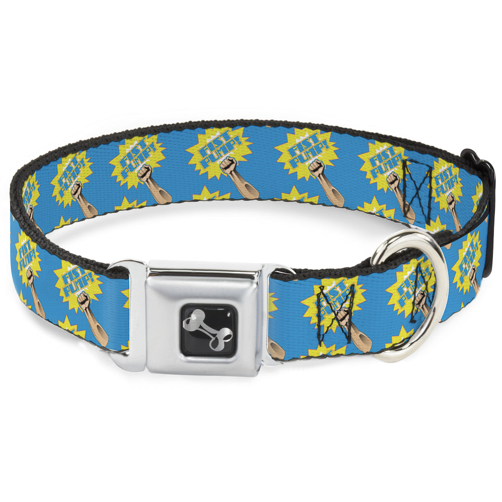 Dog Bone Seatbelt Buckle Collar - Fist Pump Baby Blue/Yellow