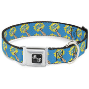 Dog Bone Seatbelt Buckle Collar - Fist Pump Baby Blue/Yellow