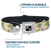 Dog Bone Seatbelt Buckle Collar - Fist Pump White/Yellow