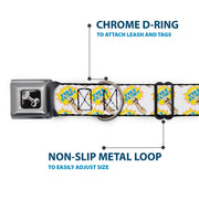 Dog Bone Seatbelt Buckle Collar - Fist Pump White/Yellow