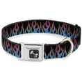 Load image into Gallery viewer, Dog Bone Seatbelt Buckle Collar - Flames Black/Blue/Pink
