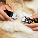 Dog Bone Seatbelt Buckle Collar - Fleur-de-Lis Black/Yellow
