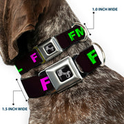 Buckle-Down Seatbelt Buckle Dog Collar - FML Black/Yellow/Green/Purple