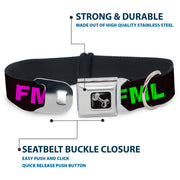 Buckle-Down Seatbelt Buckle Dog Collar - FML Black/Yellow/Green/Purple