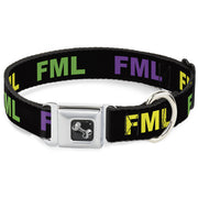 Buckle-Down Seatbelt Buckle Dog Collar - FML Black/Yellow/Green/Purple