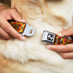 Dog Bone Seatbelt Buckle Collar - Four Dot Gradient Brown/Yellow/Red