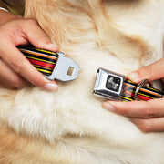 Dog Bone Seatbelt Buckle Collar - Fine Stripes Black/Yellows/Orange/Red/White