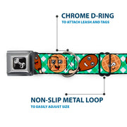 Dog Bone Seatbelt Buckle Collar - Fried Chicken & Waffles Plaid White/Green