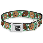 Dog Bone Seatbelt Buckle Collar - Fried Chicken & Waffles Plaid White/Green