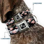 Dog Bone Seatbelt Buckle Collar - Flying Pigs Black/White/Pink