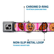 Dog Bone Seatbelt Buckle Collar - Fried Chicken & Waffles Plaid Pinks