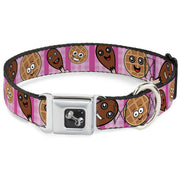 Dog Bone Seatbelt Buckle Collar - Fried Chicken & Waffles Plaid Pinks