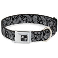 Load image into Gallery viewer, Dog Bone Seatbelt Buckle Collar - Floral Paisley Black/White
