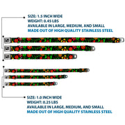 Dog Bone Seatbelt Buckle Collar - Floral Collage2 Black/Red/Orange/Green