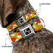 Dog Bone Seatbelt Buckle Collar - Fox Face Scattered Warm Olive