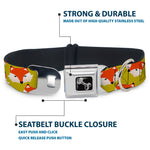 Dog Bone Seatbelt Buckle Collar - Fox Face Scattered Warm Olive