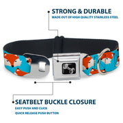 Dog Bone Seatbelt Buckle Collar - Fox Face Scattered Sky Blue