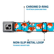 Dog Bone Seatbelt Buckle Collar - Fox Face Scattered Sky Blue