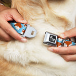 Dog Bone Seatbelt Buckle Collar - Fox Face Scattered Sky Blue