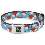 Dog Bone Seatbelt Buckle Collar - Fox Face Scattered Sky Blue