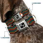 Dog Bone Seatbelt Buckle Collar - Fox Face/Stripes Black/Multi Color
