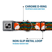 Dog Bone Seatbelt Buckle Collar - Fox Face/Stripes Black/Multi Color