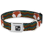 Dog Bone Seatbelt Buckle Collar - Fox Face/Stripes Black/Multi Color