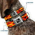 Load image into Gallery viewer, Dog Bone Seatbelt Buckle Collar - Flames Vivid Black/Orange
