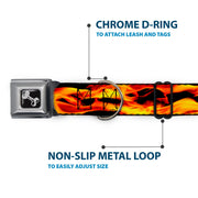 Dog Bone Seatbelt Buckle Collar - Flames Vivid Black/Orange