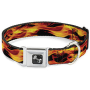 Dog Bone Seatbelt Buckle Collar - Flames Vivid Black/Orange