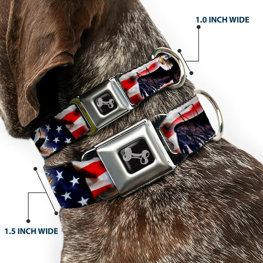 Dog Bone Seatbelt Buckle Collar - Flying Eagle/American Flag