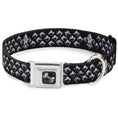 Load image into Gallery viewer, Dog Bone Seatbelt Buckle Collar - Fleur-de-Lis/Studs Black/Grays
