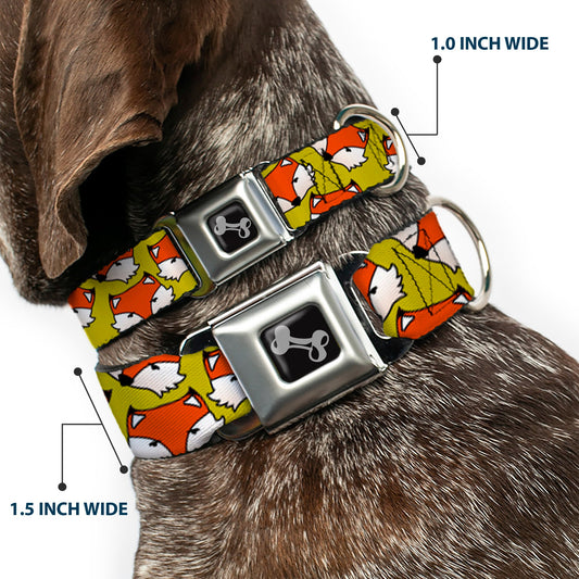 Dog Bone Seatbelt Buckle Collar - Fox Face Scattered Warm Olive2
