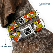 Dog Bone Seatbelt Buckle Collar - Fox Face Scattered Warm Olive2