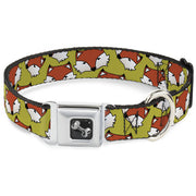 Dog Bone Seatbelt Buckle Collar - Fox Face Scattered Warm Olive2
