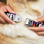 Dog Bone Seatbelt Buckle Collar - Florida Cities Palm Tree Sunset/White